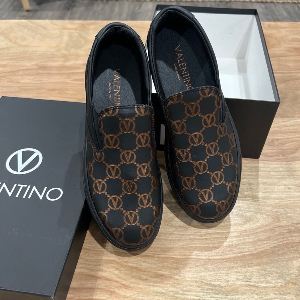 Valentino Regina Black Copper Slip On Sneaker